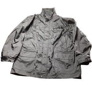 Black Utility or Field Jacket, Full zipper & Snap Button Closure, Size 4X  (59")